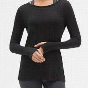 𝅺GAP Fit🤎Deep V Open Back Long Sleeve BREATHE Workout Top Size XS